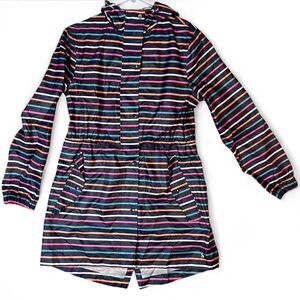 Joules Women’s Go Lightly Waterproof Packable Rain Jacket Striped US 8